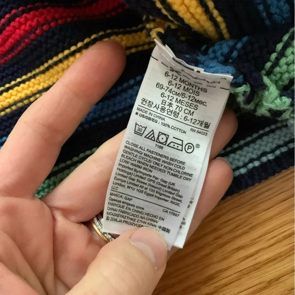 Baby Gap Colorful Stripe 100% Cotton Button Down Sweater with Hood 6-12 Mths - Picture 2 of 6